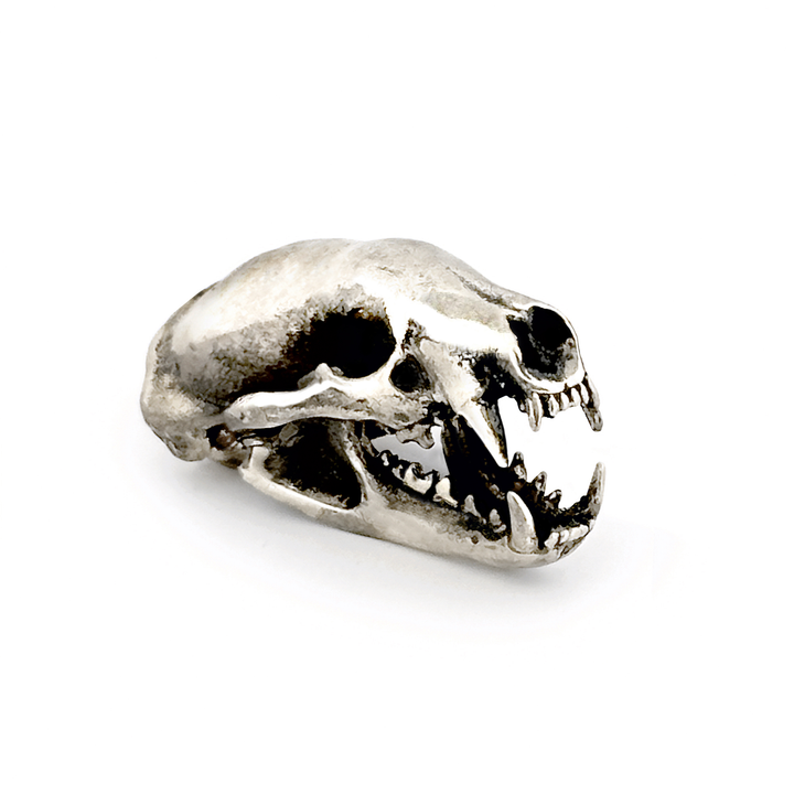 White Bronze American Badger Skull Pendant by Fire & Bone