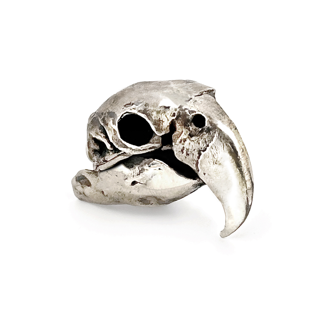 White Bronze Scarlet Macaw Skull Pendant by Fire & Bone